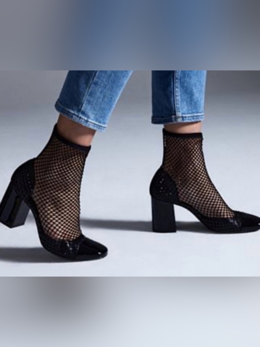 Steve Madden Women’s Eleanor Black Sparkly Mesh Rhinestone Boot 8.5